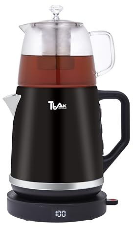 Tetera eléctrica con tetera de cristal, hervidor de acero inoxidable de 1,8 L, pantalla digital de temperatura, función de mantener el calor, caldera de agua caliente estilo persa turco Samovar, color
