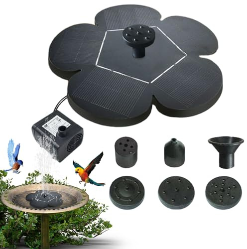 Yjkedfh Fuente solar para baño de pájaros, fuente de agua silenciosa para jardín, estanque, terraza, patio trasero, paisajismo