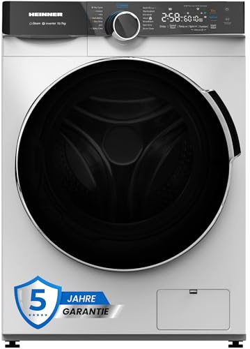 HEINNER HWDM-M1014IVKB Waschtrockner Combo – 10 kg Waschen / 7 kg Trocknen, 1400 U/min, 15 Programme, LED-Touch-Display, Inox-Finish, Energieklasse A, 5 Jahre Garantie