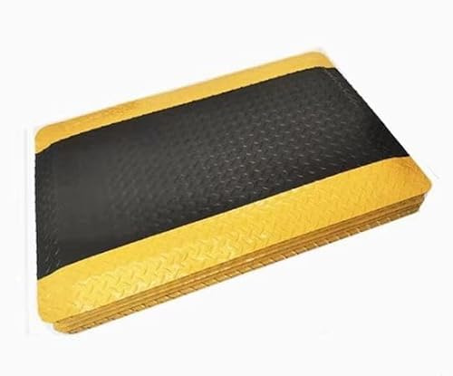 Tapis Ergonomique Anti-Fatigue for Le Travail - Tapis Debout Commercial en polyuréthane avec Bordure Jaune for Plus de Confort et de Soutien(3cmx50x125cm)