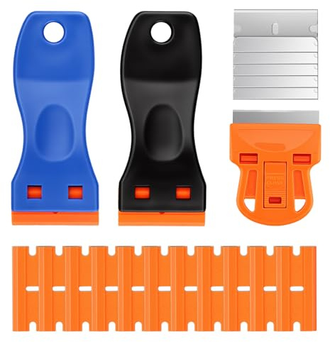 2 raspadores de plástico antiarañazos, rascadores de plástico para quitar pegamento de etiquetas, raspadores de hielo, herramienta de eliminación de adhesivos para piso de vidrio, raspador de ventanas
