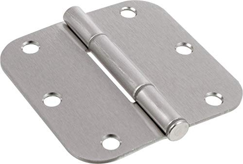 Hardware Essentials 854321 Round Corner Satin Nickel Squeak-Proof Door Hinges 3-1/2 (5 Pack)