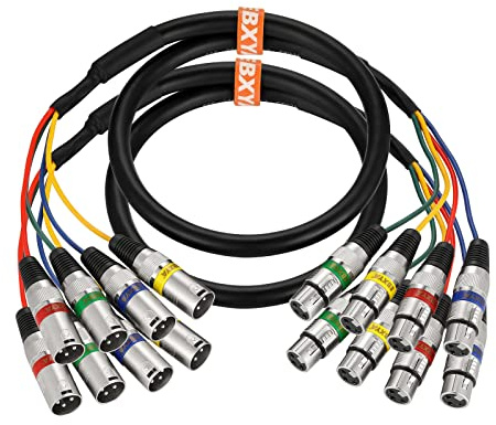 EBXYA 4-Channel XLR Cable Snake Cables 1M 2 Pack 4 Colored Splitter Audio Cable 4-Channel Microphone Patch Cable XLR Male to Female Cable for Live Live Recording Studios