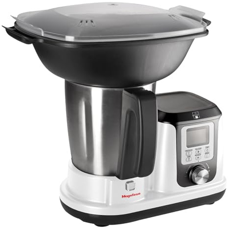 Magefesa Magchef Plus - Robot de Cocina Multifunción Blanco, 3.3L, 23 Funciones, Recetario, Espátula, Batidor, Protector Cuchillas, Vaso Medidor