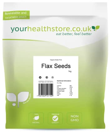 Flaxseeds 1kg by yourhealthstore, 100% Natural, Brown Linseed, Gluten Free, Vegan, (Recyclable Pouch)