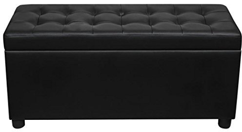 Susany Sitztruhe mit Stauraum Sitzbank Truhenbank Aufbewahrungsbank als Couchtisch Gepolstert Kunstleder Schwarz