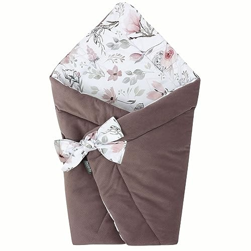 Bellochi Universelle Nid d'ange Bebe - Minky - Réversible Couverture Enveloppante Bébé - en Coton et Velorus Hypoallergénique - Couverture Cosy Toute l'Année - Choco Fantasy