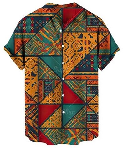 Hombres Vintage Camisa Africano étnico Camisas de Manga Corta Moda 3D Retro Estilo Étnico Impreso Camiseta Verano Botón Casual Playa Blusa Top