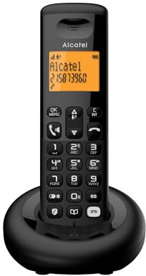 ALCATEL E260 SVoice - DECT Cordless Phone with Answering Machine - Compact Design - Large Backlit Display - Handsfree - Unwanted Call Blocking - Black