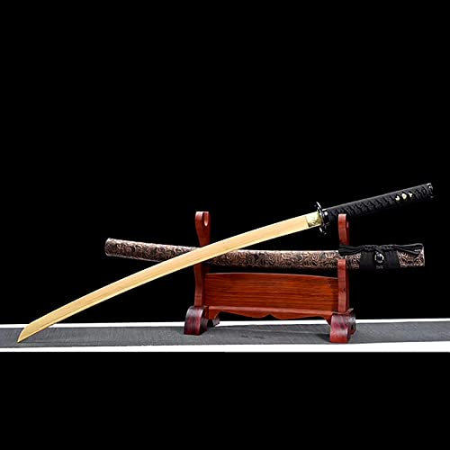 Naturlig bambu träning katana 103 cm med mantel, japanskt samurajsvärd, handgjord bokken för gåvor, cosplay, heminredning, utställningssamling, Kendo träning, Iaido övning