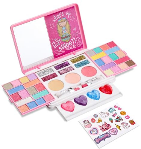 Anpro Kinderschminke Set Mädchen, Waschbar Make up Spielzeug Schminkkoffer Mädchen, Rollenspiel Halloween Karneval Weihnachts Geburtstag Geschenke Spielzeug Mädchen ab 4 5 6 7 8 9 10 11 12 Jahre