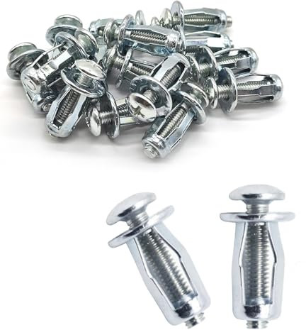 Vordpe Fischer Lot de 15 chevilles en métal pour cavités creuses, M4 x 20 - Chevilles en métal pour corps creux - Chevilles pour plaques de plâtre - Chevilles à expansion en métal