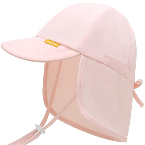 Adjustable Baby Sun Hats with UPF50+ & Neck Flap Protection - Perfect Swim & Play Toddler Hat for Girls & Boys(0-6M)