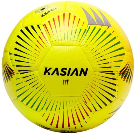 KASIAN Balón Fútbol 11 Pro KS444, Unisex, Control y Resistencia con Tecnología Hypercell, Ideal Competición de Alto Nivel, TPU de Alto Rendimiento, Color Amarillo (Talla 5 - Fútbol 11)