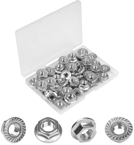 Yinpecly 50 Pcs M6 x 1mm Serrated Flange Hex Nuts, M6 Hexagon Flange Nuts,304 Stainless Steel, Metric Hex Lock Nuts, Locknuts Replacement Nut Full Thread for Industrial Construction Fasteners