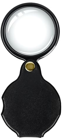 Lupa de bolsillo negra con funda protectora giratoria, portátil y plegable, para reparación de joyas, libros de lectura, trabajos de manualidades