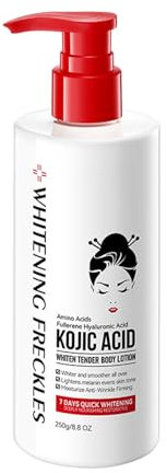 Lozione Schiarente per Il Corpo Con Acido Kojic - Crema Idratante E Sbiancante per Una Pelle Luminosa E Uniforme, 250g - Formula Rapido Assorbimento - Per Pelli Secche E Scure Body Lotion