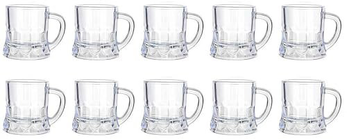 EIRZNGXQ Mini Beer Mugs, Reusable Beer Stein Tasting Glasses Whiskey Juice Cups with Handles, Plastic Shot Glasses Beer Mug, Whiskey Juice Cups for Beer, Whiskey (white 1set)
