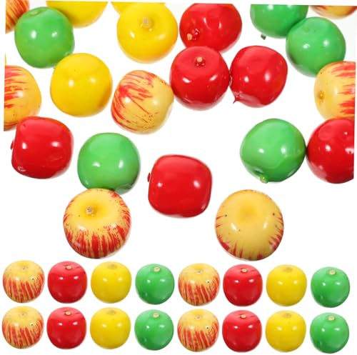 DECOMELODY 60 Pièces Pommes Artificielles Mousse Réalistes Mini Fruits Décoratifs pour Décoration Maison Accessoires Photo Fête et Cuisine Assortiment Rouge Vert Jaune