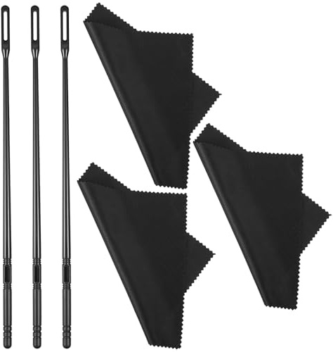 LXUEJIE 3 Sets of Flute Cleaning Fit, Flute Clear Rod and Cloth, Musical Instruments Polishing and Cleaning Accessories, Clean Swabs, Flutes Clean Cloth for Flutes maintenance tools (Black)