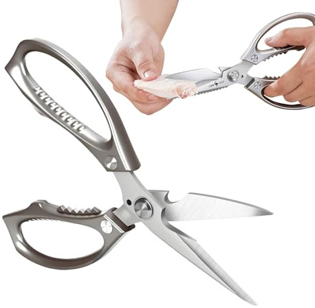 Kitchen Scissors for Food - Stainless Bone Cutting Equipment,Ergonomic Walnut Cracker Fish Scale Scraper Cooking Shears - for Turkey, Chicken, Poultry, Meat