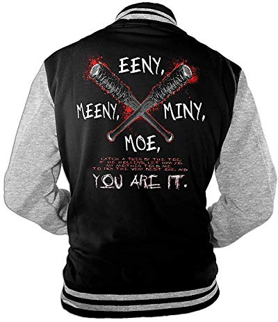 Homme Veste de College Eeny Meeny Miny Ministère de l'environnement You are It Marche Mort-Vivant Mort Veste Baseball