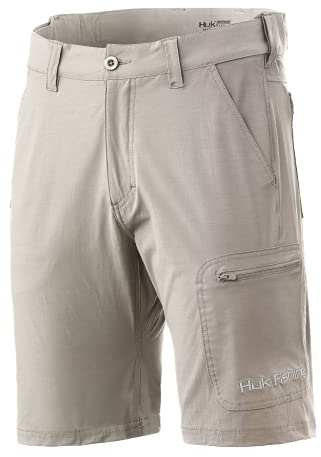 Huk Men's Standard Next Level Quick-Drying Performance Fishing Shorts, Bone-10.5, Large