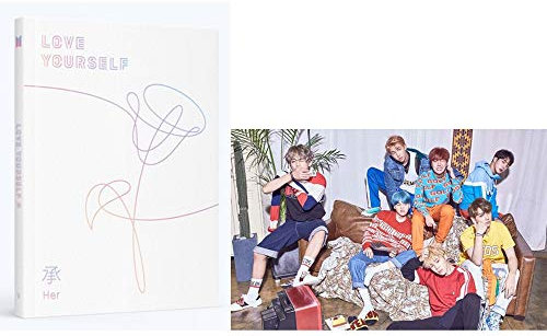 BTS Love Yourself 轉 Her (V Version) Album Bangtan Boys CD+Poster+Photobook+Photocard+Mini Book+Sticker Pack+(Extra 6 Photocards and 1 Double-Sided Photocard)