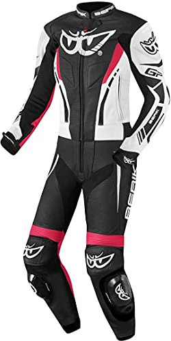 Berik Monza Damen 2-Teiler Motorrad Lederkombi, schwarz/weiß/pink, 44