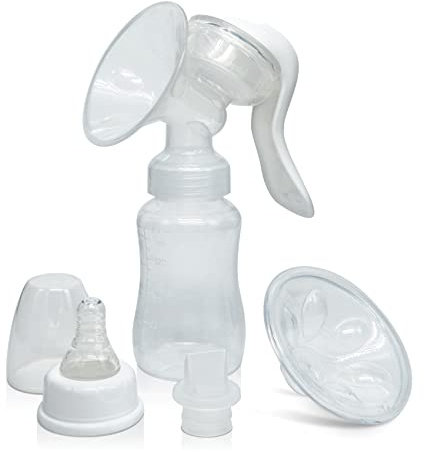 Durceler Manual Breast Pump, Silicone Hand Pump for Breastfeeding, Small Portable Manual Breast Milk Catcher, Baby Feeding Pumps & Accessories, White, Mothers Day Gifts, Travel Portable Breast Pump
