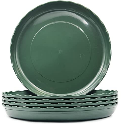 5 Pack Plant Saucer Flower Pot Tray Heavy Duty Plastic Round Plants Saucers Thicker Flowerpot Drip Trays for Garden Outdoor and Indoor Bonsai Flowers (25 cm)