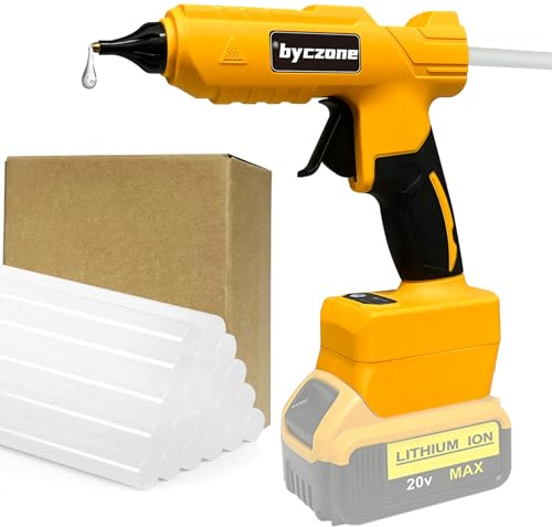 Cordless 100W Hot Glue Gun for Dewalt 20V Battery, Handheld Wireless Power Heavy Duty Hot Glue Gun Full Size Kit with 20pcs Hot Glue Sticks for Home Repair, Arts & Crafts(Battery NOT Include)