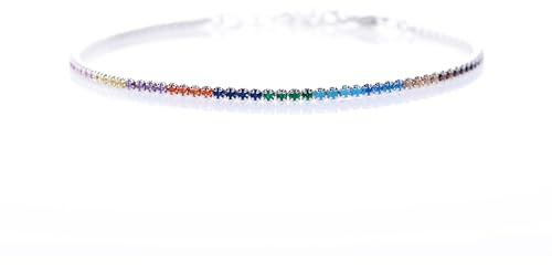 Lucoro – tennisarmband för kvinnor, sterlingsilver, 925, zirkon, justerbar längd, 16–19 cm, minimalistiskt damsmycke, mycket fint armband, 1,8 mm tjocklek, Kleine, Sterlingsilver, Cubic Zirconia