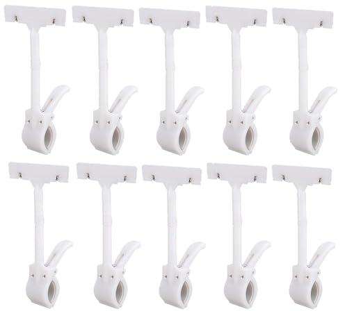 MEISO 10 Pezzi Segno Esposizione Clip, Clip Merce Segni di Prezzo, Visualizzazione dell'etichetta, Etichette Rotanti in Plastica per Cartello Per Supermercati o Negozi (Bianco)