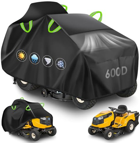 YedZen Abdeckung für Aufsitzrasenmäher, 600D Oxford L183x W137x H116cm Wasserdichte Winddichte Rasentraktor Abdeckung, Rasenmäher Abdeckplane mit Windfeste Schnalle für Aufsitz-Gartentraktor