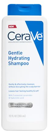 CeraVe Gentle Hydrating Shampoo, With Ceramides, Niacinamide & Hyaluronic Acid For Soft, Healthy Looking Hair & Scalp, Sulfate Free & Color Safe Shampoo, For All Hair Types, 12 Oz