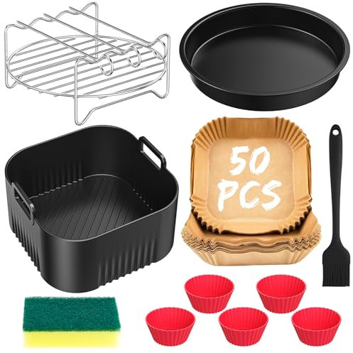 11Pcs Accessoires Air Fryer pour Philips L Series 5000/3000 4.1L (HD9255, HD9252, HD9200), Réutilisable Moule Silicone Air Fryer pour Philips Essential 4,1L, BPA-free Accessoires Airfryer