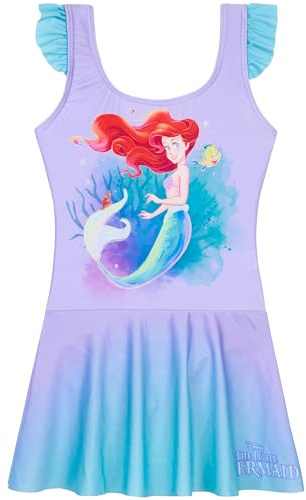 Barbie | Disney La Petite Sirene | Belle | Cinderella Maillot de Bain Fille, 1 Piece Maillot de Bain Jupette avec Briefing Intégré, Cadeau Fille