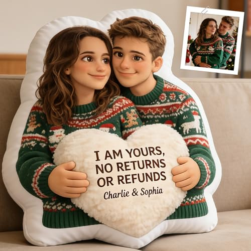 LCMAIT Coussin Photo Personnalisé, Coussin en Cœur avec Photo sur Mesure - Jouet en Peluche pour Proches pour la Saint-Valentin & Fêtes, Cadeaux pour Copain & Copine Lui et Elle