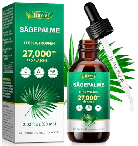 Saw Palmetto Gocce Liquide 60ml – 900mg Estratto di Serenoa Repens per Porzione – Formula Vegetale Liquida – Senza Alcol – Con Glicerina Vegetale – Uso Quotidiano Uomo