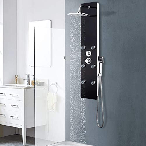 vidaXL Pannello Doccia in Vetro 25x44,6x130 cm Nero Colonna Box Shower Bagno