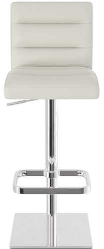 Luxus Chrom Echtleder Barhocker - Weiß