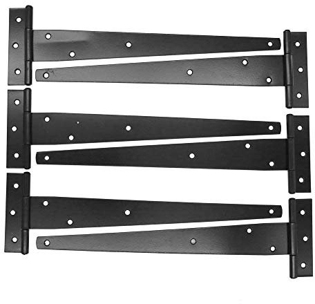 NUZAMAS Lot de 6 charnières robustes en fer noir de 30,5 cm pour abri de jardin, style classique rustique, finition plaquée