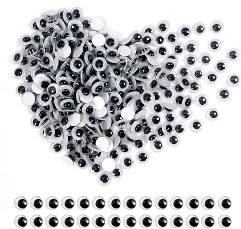 TOAOB 300 Piezas Ojos Autoadhesivos en Blanco y Negro 6 mm Ojos de Plástico para Manualidades de Scrapbooking Accesorios