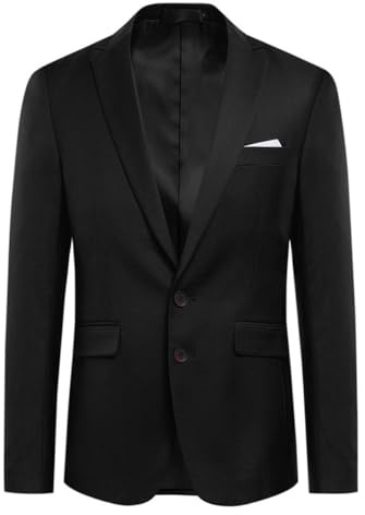 Allthemen Blazer da Uomo a Due Bottoni con Spacco Posteriore in Tinta Unita Jacket da Abito d'Affari Business Nero XXL