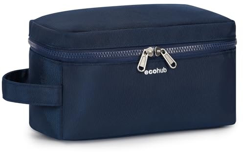 ECOHUB Kulturbeutel für Herren, Wasserdicht Reise-Kulturtasche, Waschtasche mit Trocken-/Nasstasche, Kosmetiktasche Herren Mit Doppelreißverschluss, Patent Angemeldet(Dunkelblau)
