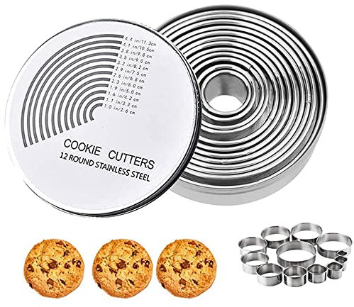 12 Stück Donut Ausstecher, Ausstecher Rund, Ausstechformen, Ringe Edelstahl Kreis Keksausstecher Fondant Ausstecher Set, Ausstecher Rund Zum Backen Von Teig GebäCk Keksformen