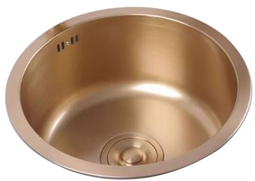 Küchen Waschbecken Im Café, Studio, Restaurant, Bar Wunderschönes Rundes Waschbecken Aus Goldenem Edelstahl Eingelassenes Siphon-Waschbecken Kleine Spüle Für Die Wohnmobilküche Küchenspülen (Color :
