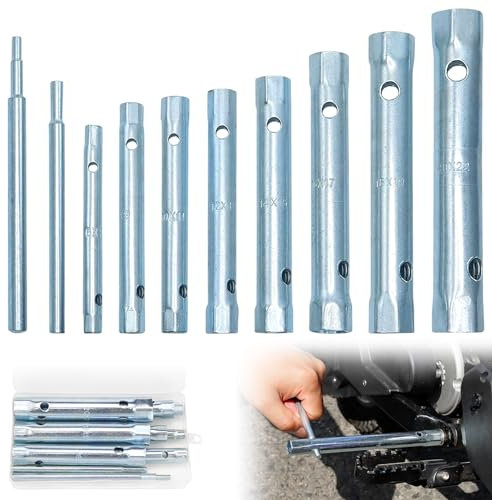 Rierousy 10 Rohrsteckschlüsselsatz Set Steckschlüssel Zündkerzenschlüssel Rohrschlüssel Armaturenschlüssel Wasserhahn Schlüssel