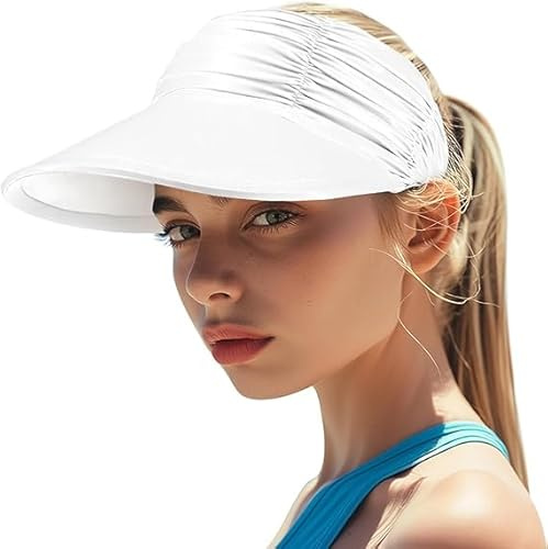 Baynetin Visera Mujer, Anti UV Gorra, Plegable Sombrero De Playa, Deportiva Protección UV, Duplica Protección de Piel, Sombrero de Sol para Juego, Deportivas para Exteriores (Z_Blanco)